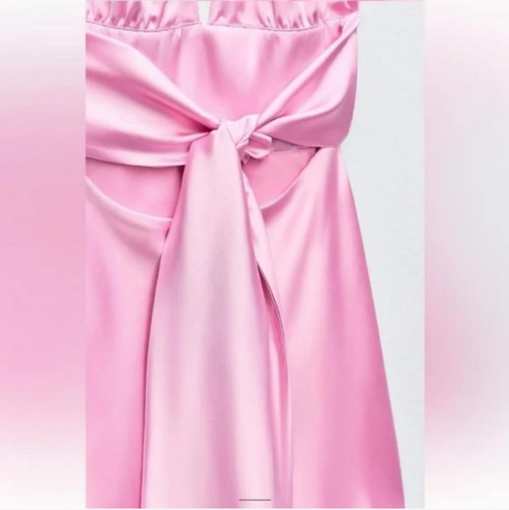 Zara SATIN EFFECT HALTER DRESS size XS - Picture 7 of 14